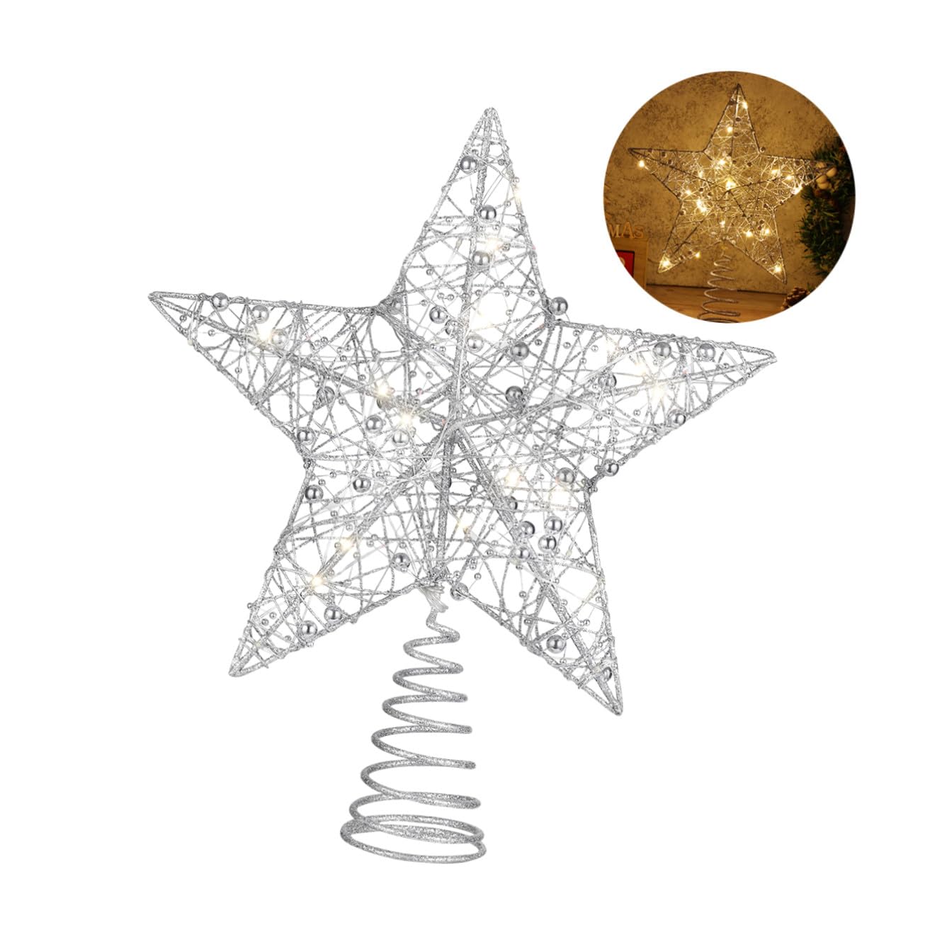25 X 30 Cm Creative Christmas Tree Topper Star Treetop Light Décoration de Fête de Noël pour La Maison Bar Shop ()