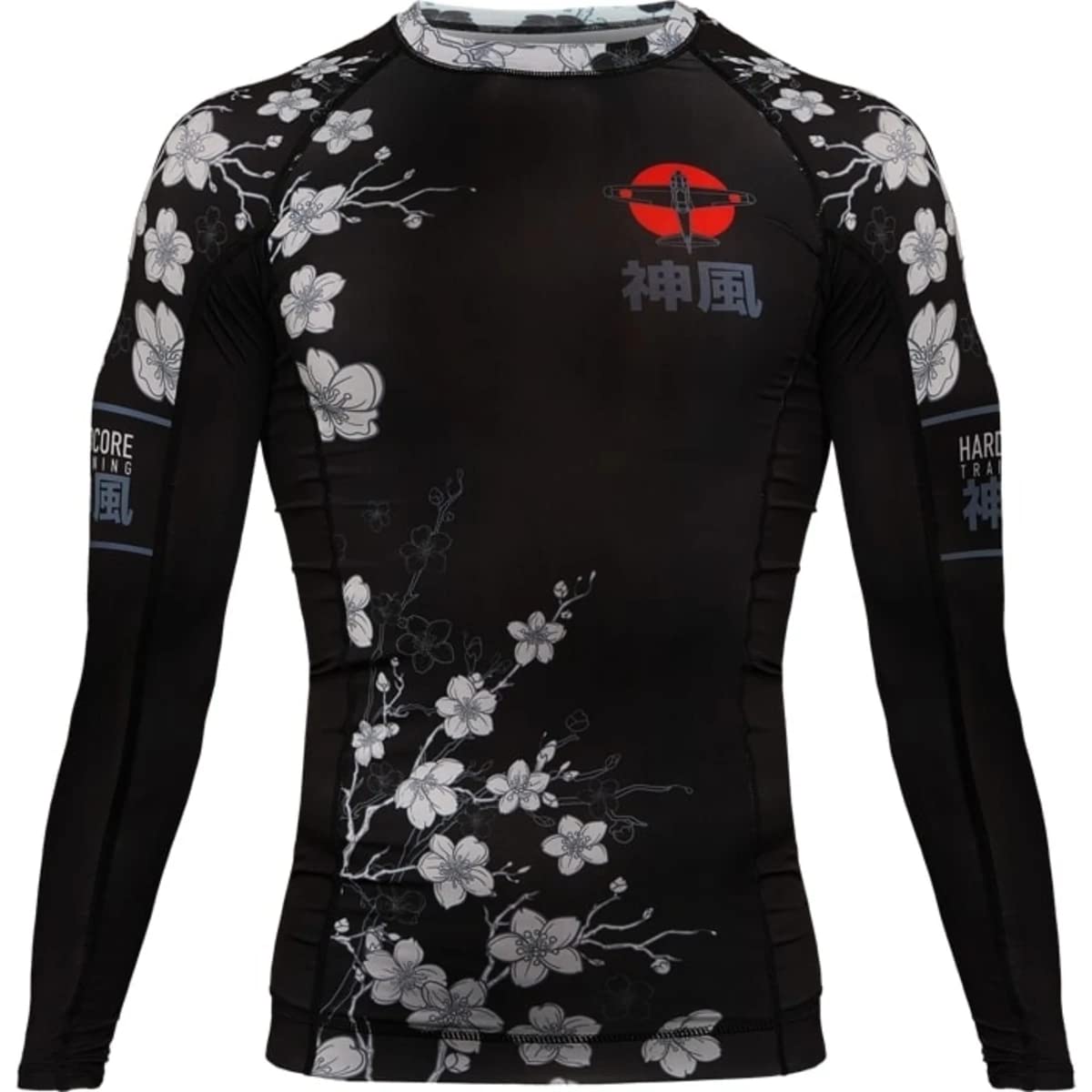 Hardcore Training Rash Guard Mężczyźni Kompresja Koszulka Długi Rękaw BJJ MMA No-Gi Obcisła Grappling Boks (DE/NL/SE/PL, Alfa, L, Regularny, Regularny, czarny/szary/czerwony)