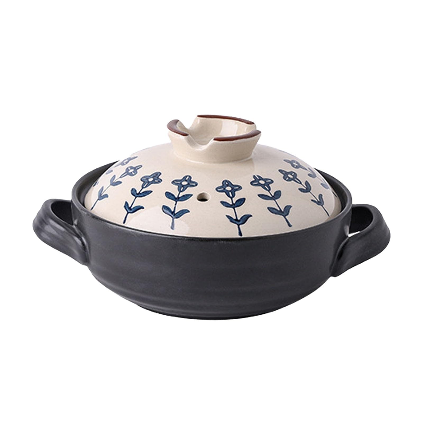 Xyueru One Color Donabe Clay Pot Casserole Japanese Traditional Ceramic Hot Pot Casserole Clay Soup Pot For Steaming, Simmering And Slow Braising Cookware For Stew Soup(2.5L)