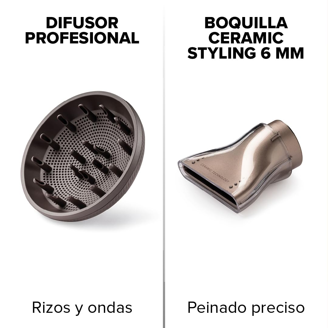 Bellissima Ceramisonic 21014, Secador de Pelo Digital 1700W, 228 km/h, Motor Digital Alta Velocidad, Tecnología Ion Ceramic Hi-Pro Antifrizz, Ultraligero 300 g, Silencioso, Incluye Difusor
