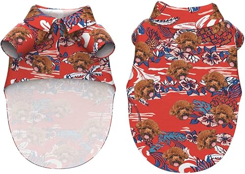 Miniatura 7 de Camisa hawaiana personalizada con cara de foto divertida, linda camisa de playa para mascotas de verano, camiseta polo floral transpirable, ropa