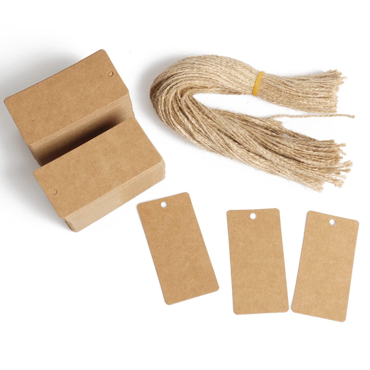 Kraft 200 szt. papierowych zawieszek prezentowych ze sznurkiem, puste torby na prezenty, etykiety do oznaczania, etykiety ekspozycyjne do projektów DIY, prezentów, sztuki i rzemiosła, ślubu, wakacji