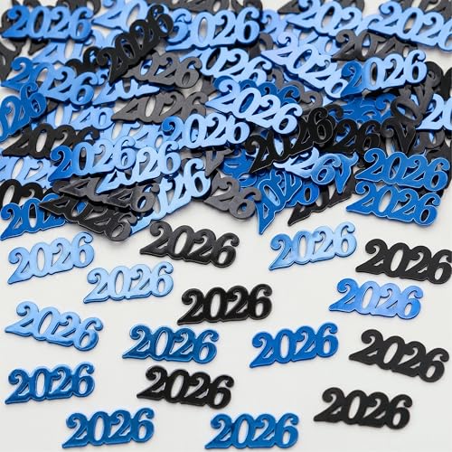 Image of Blue and Black 2026 Confetti - Pack of 500 | Graduation Confetti Class of 2026, Graduation Decorations 2026 | Grad Party Supplies, Grad Party Decorations 2026 | Prom Decorations 2026, KatchOn