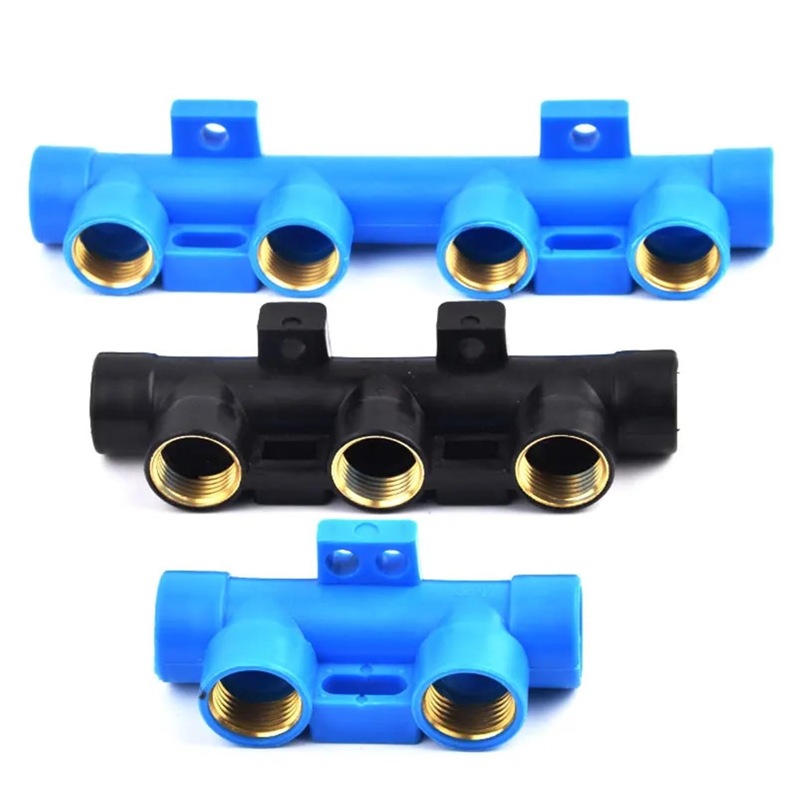 2 uds 1/2 "Divisor de Hilo Femenino Distribuidor tubería Divisor Agua 4/5/6 vías, Interruptor Drenaje Tanque Accesorios aspersores automotrices para Grifo, Manguera de Jardín(Blue,5 Way)