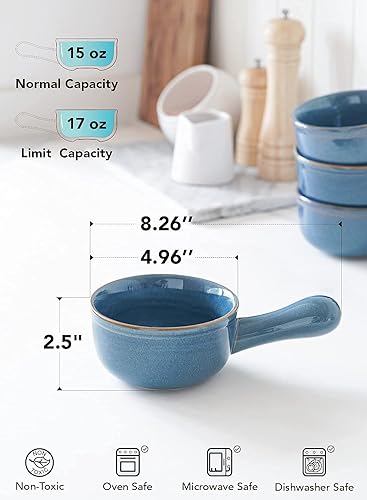 Miniatura 9 de LE TAUCI Tazones de sopa de cebolla francesa, cuencos de sopa de 18 onzas con asas para chile, estofado de res, sopa de cebolla francesa, Crocks