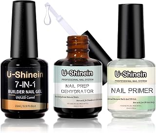 3Pcs Upgrade Nail Dehydrator and Primer, 7-in-1 Clear Gel Builder for Nail Thickening,Acid Free Natural Nail Prep Dehydrate & Bond Primer, Acrylic Nail Supplies Primer Nail Haves Set