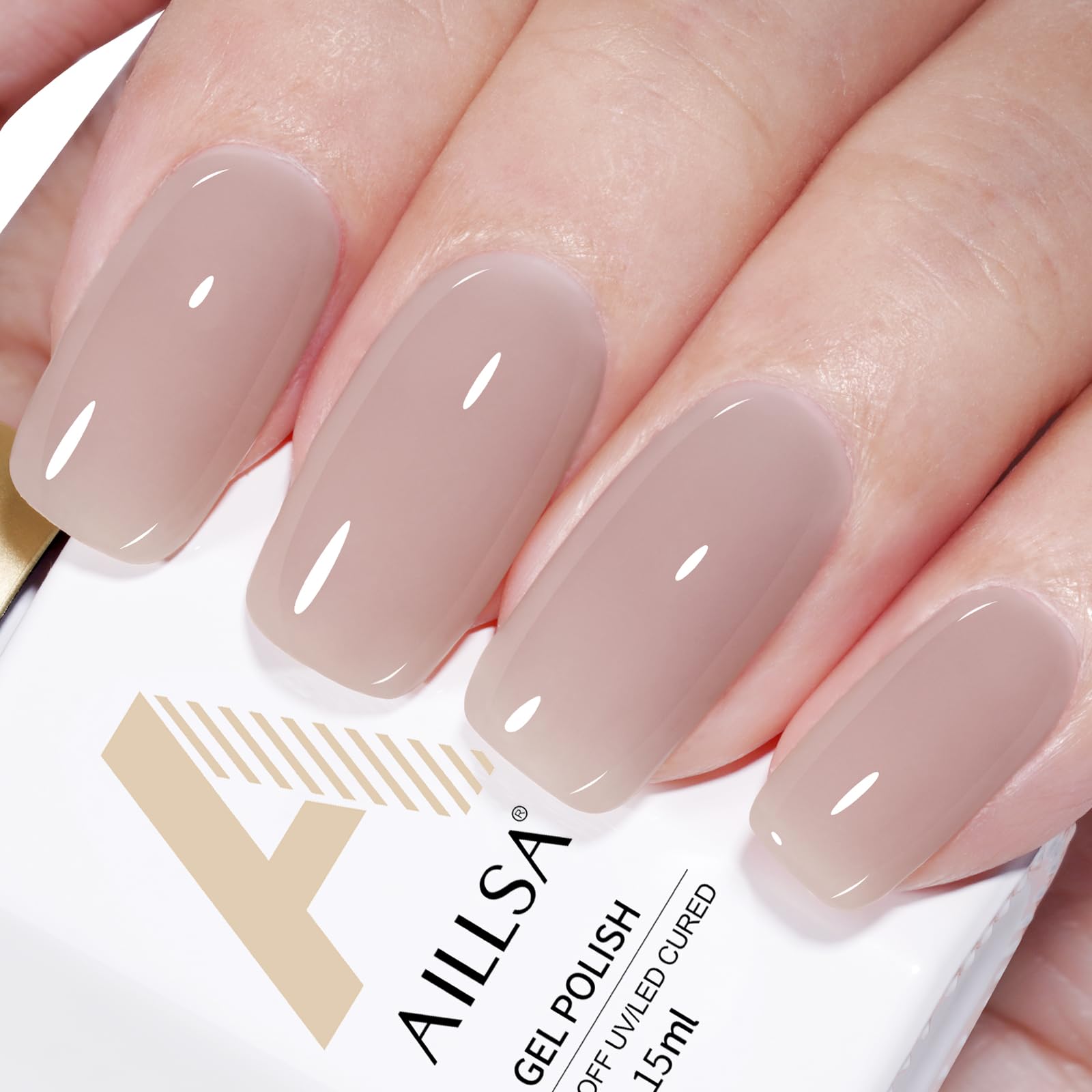AILLSA Nude Gel Polish Secretly Love Translucent Gel Nail Polish Sheer Grey Jelly Gel Polish Long Lasting Senior Ash Neutral Color Pastel Nails Soak Off U V Gel for Nail Art at Home 0.51 Oz GB135