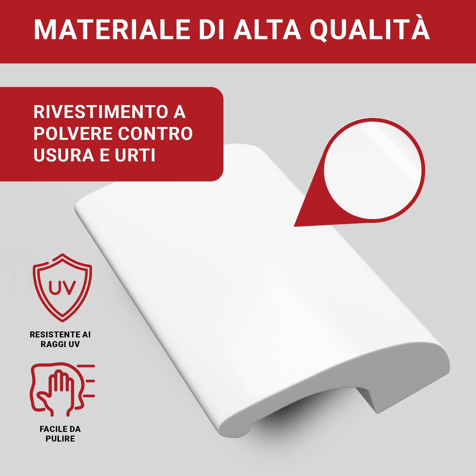 LouMaxx Maniglia per porta balcone esterna – Robusto maniglione per terrazza in alluminio - Maniglione per porta resistente agli agenti atmosferici e durevole, verniciato a polvere in bianco, con