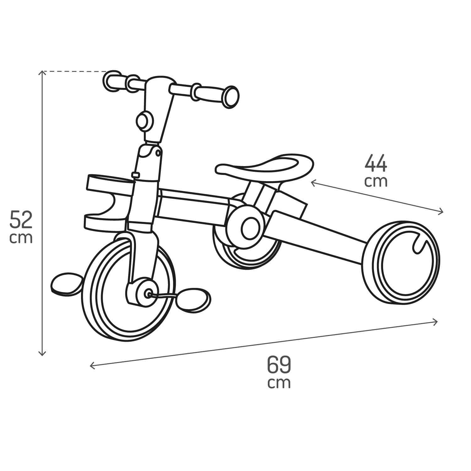 MoMi FILO 3in1 Triciclo Evolutivo per bambini 1-3 anni - Bici Senza Pedali Pieghevole, sella regolabili, pedali rimovibili - Tricicli con portabicchiere e ruote in EVA
