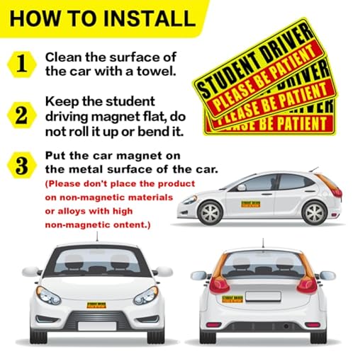 image for Sukh Student Driver Magnet for Car - Be Patient Student Driver Magnet 