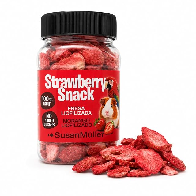 Susan Müller Strawberry Snack Fresa Liofilizada, Snack Natural 100% Fruta sin Azúcares Añadidos para Loros…