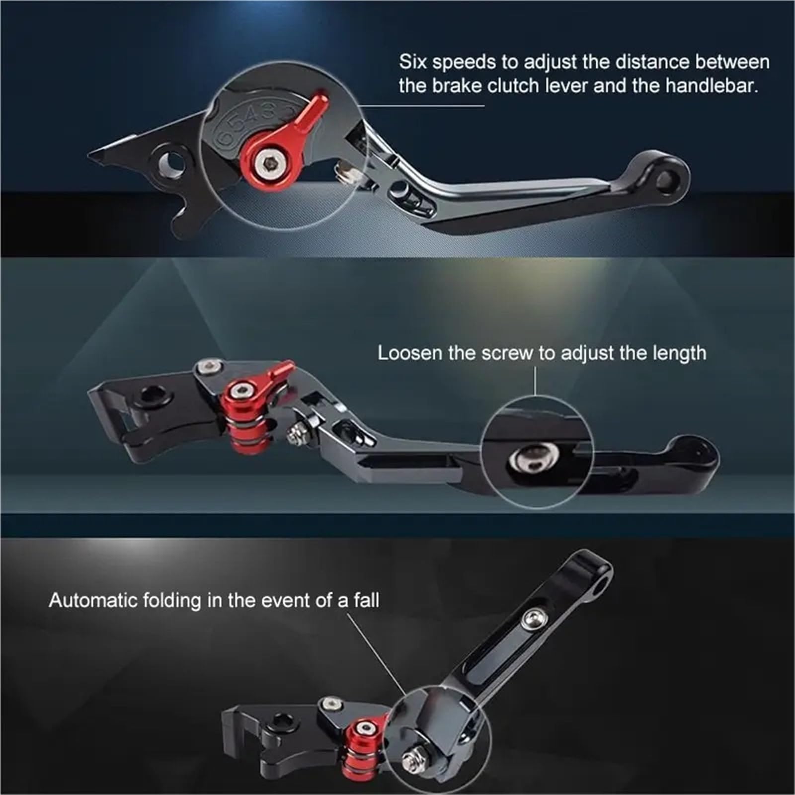 Generisch Für Suzuki GSX250/GW250/DL250/GSX250R Kupplungs- und Bremshebelset, klappbarer, verstellbarer Hebel(G)