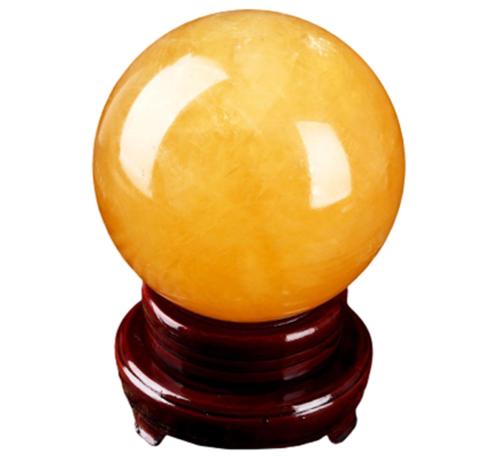 LHAOEEEYG Yellow Calcite Gemston Sphere Citrine Crystal Ball Crystals Stone Quart Sculpture Figurine Ornaments Polished Divination,20cm