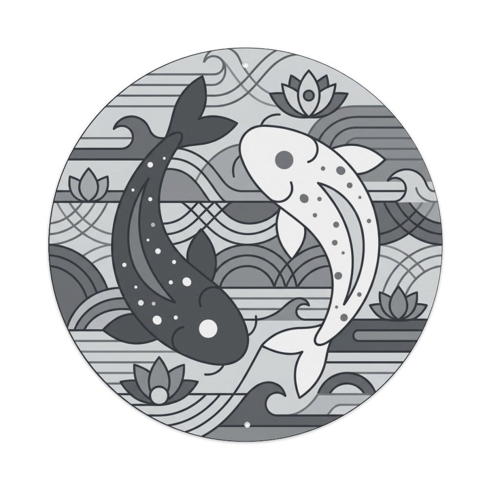 Tgrcjimh Style Metal Tin Sign Tai Chi Koi Fish