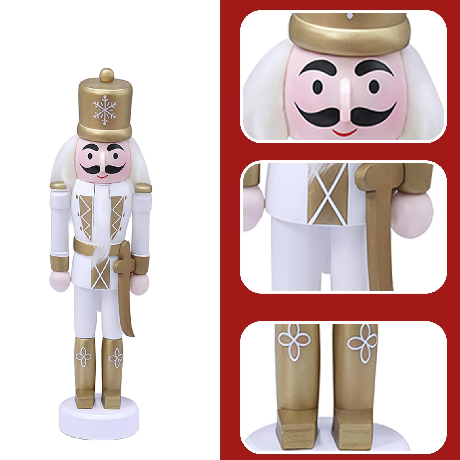 5 Piezas de 13 cm, Pequeños Adornos Colgantes de Figura de Soldado Rompecabezas Navideño Madera Dorada, Decoraciones Navideñas Rompecabezas,Mini Muñeco Títere Colgante Soldado Rompecabezas Árbol