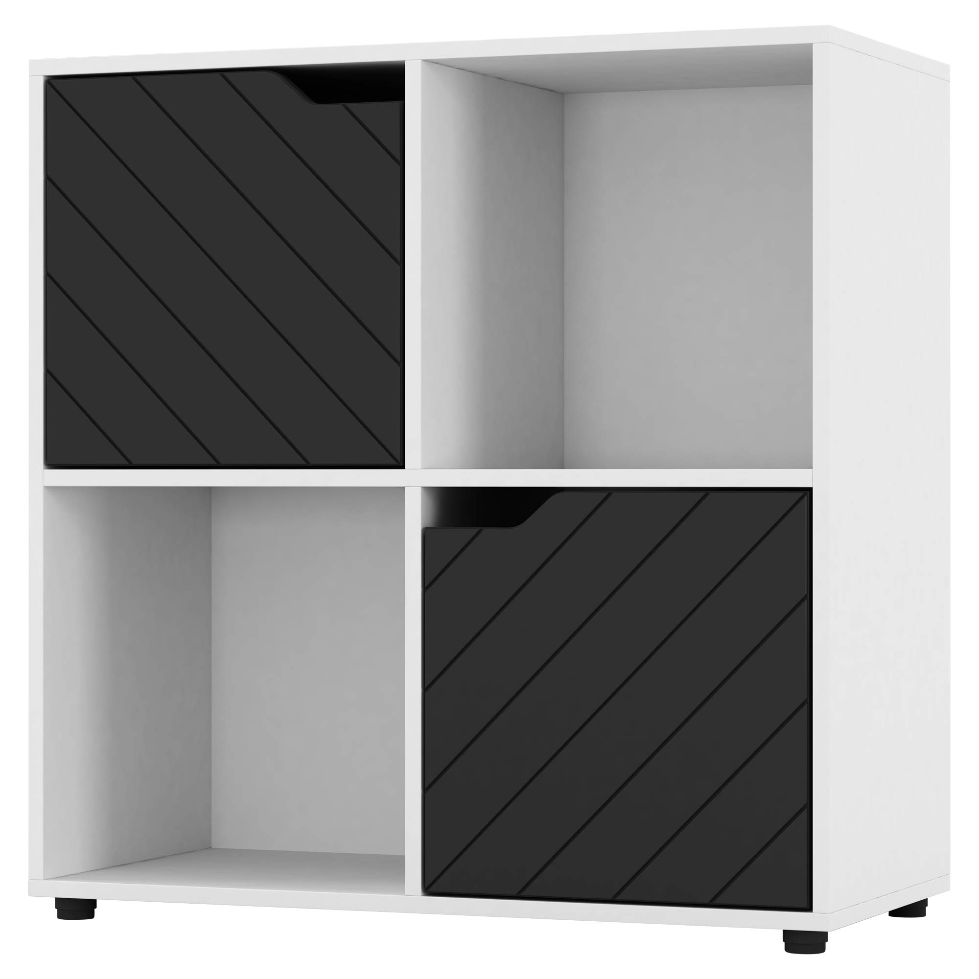 Buy White Wooden Cube Bookcase With Line Doors Display Shelf Storage