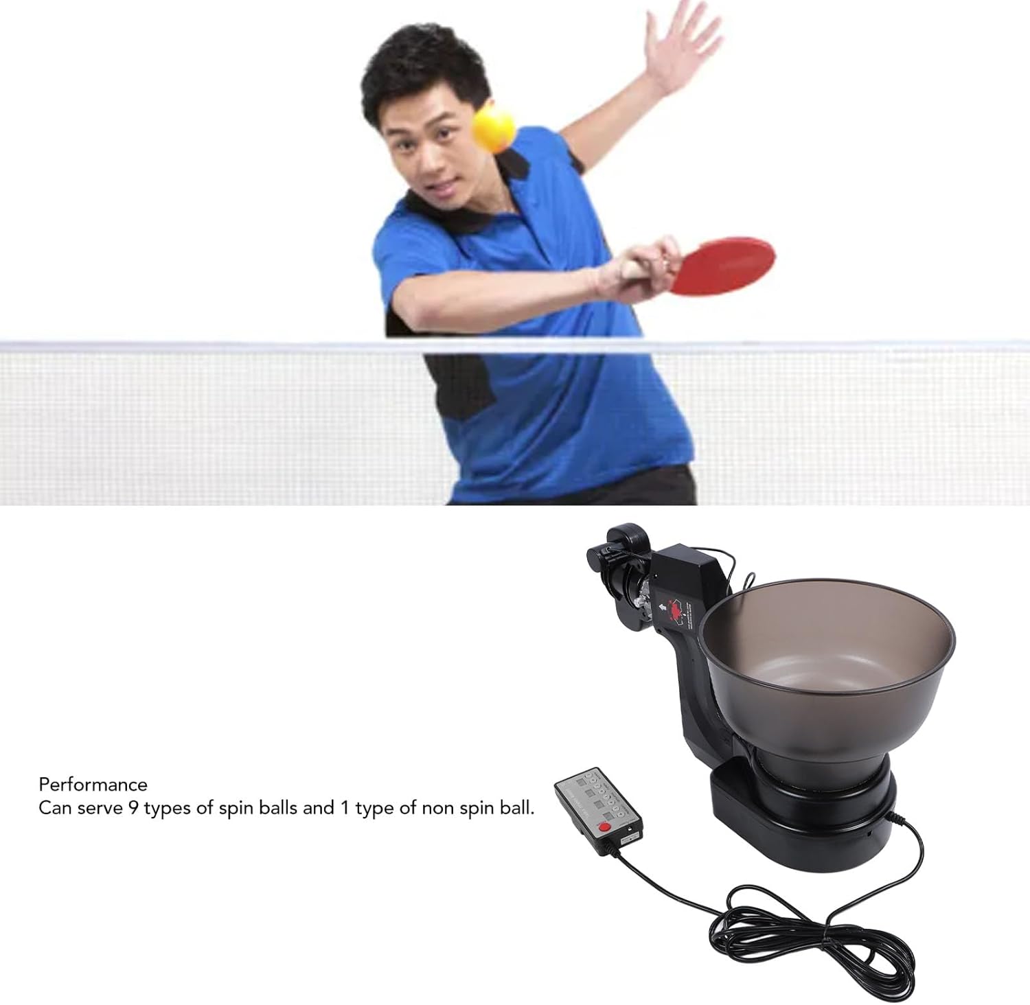 Table Tennis Robot, Portable Table Tennis Trainer Large Ball Storage Capacity Automatic Table Tennis Machine Table Tennis Ball Launcher for Training Top Spin, Back Spin, No Spin