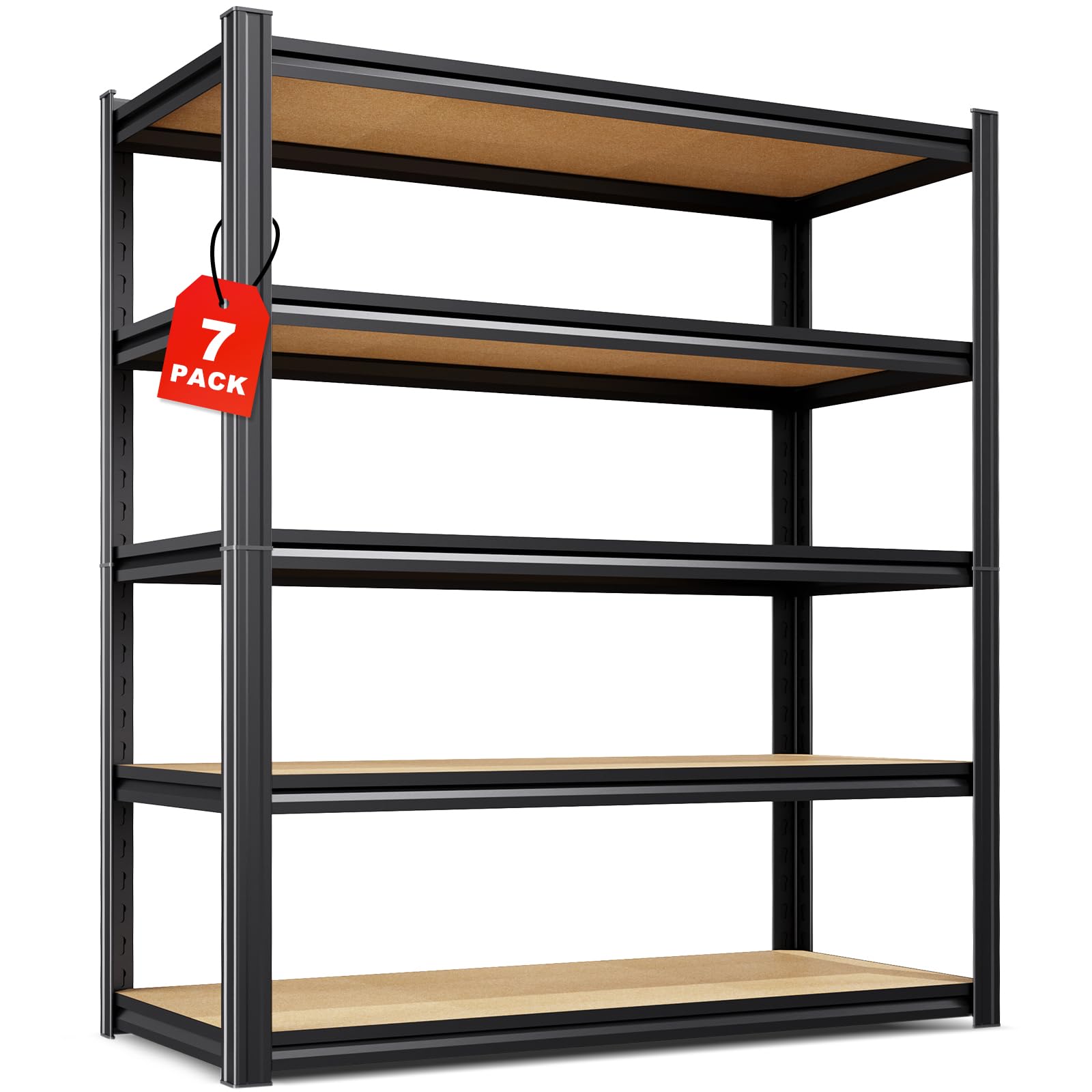 Set of 7 Garage Shelving-2050 lbs 5 Tier Storage Shelves,Adjustable Heavy Duty Metal Shelving Unit and Storage Large Rack,Utility Steel Shelf For Warehouse Industrial Pantry Basement 78"x46"x20"