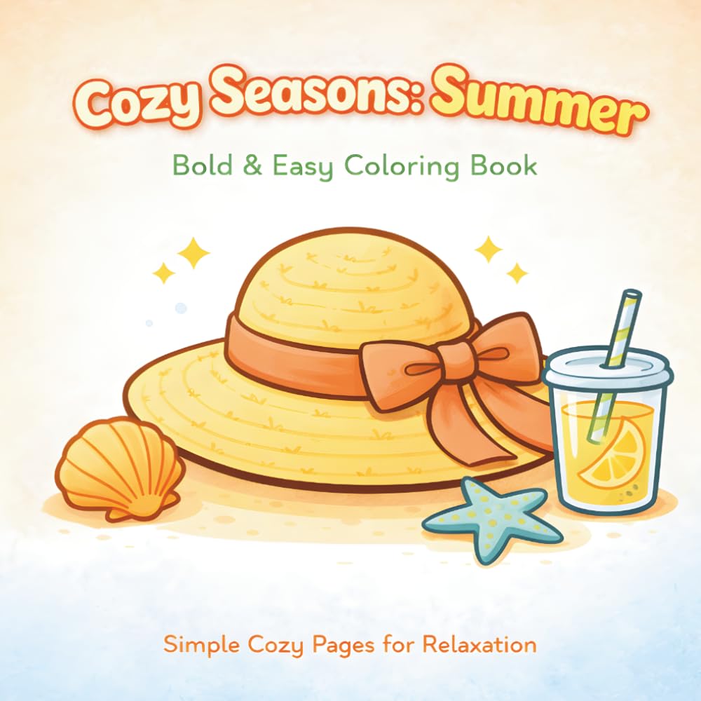 Cozy Seasons: Summer: Bold & Easy Coloring Book Simple Cozy Pages for Relaxation (Cozy Seasons Coloring Book Series)