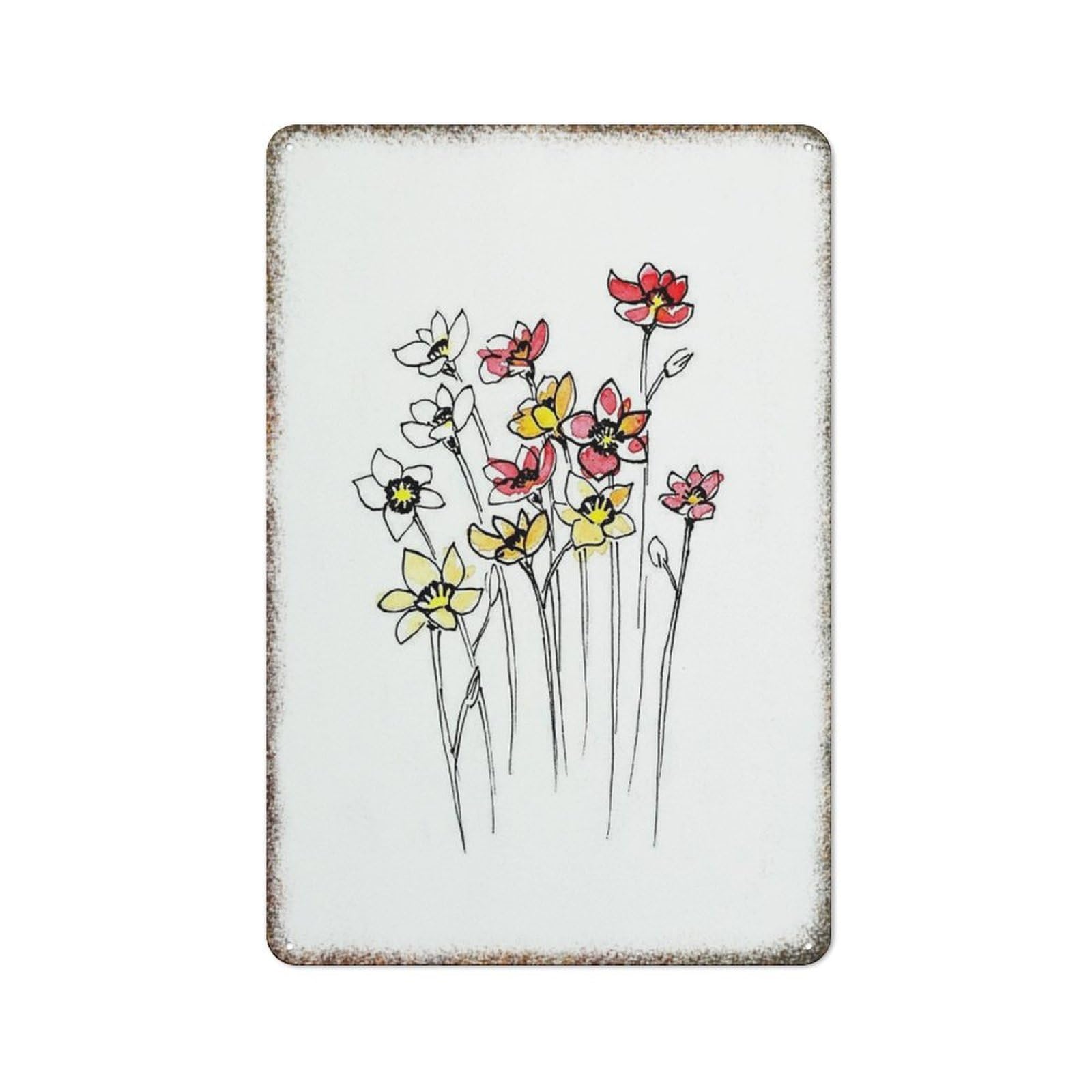 Watercolor Red Flower Bouquet Birthday Home Wall Decor 8x12 inch