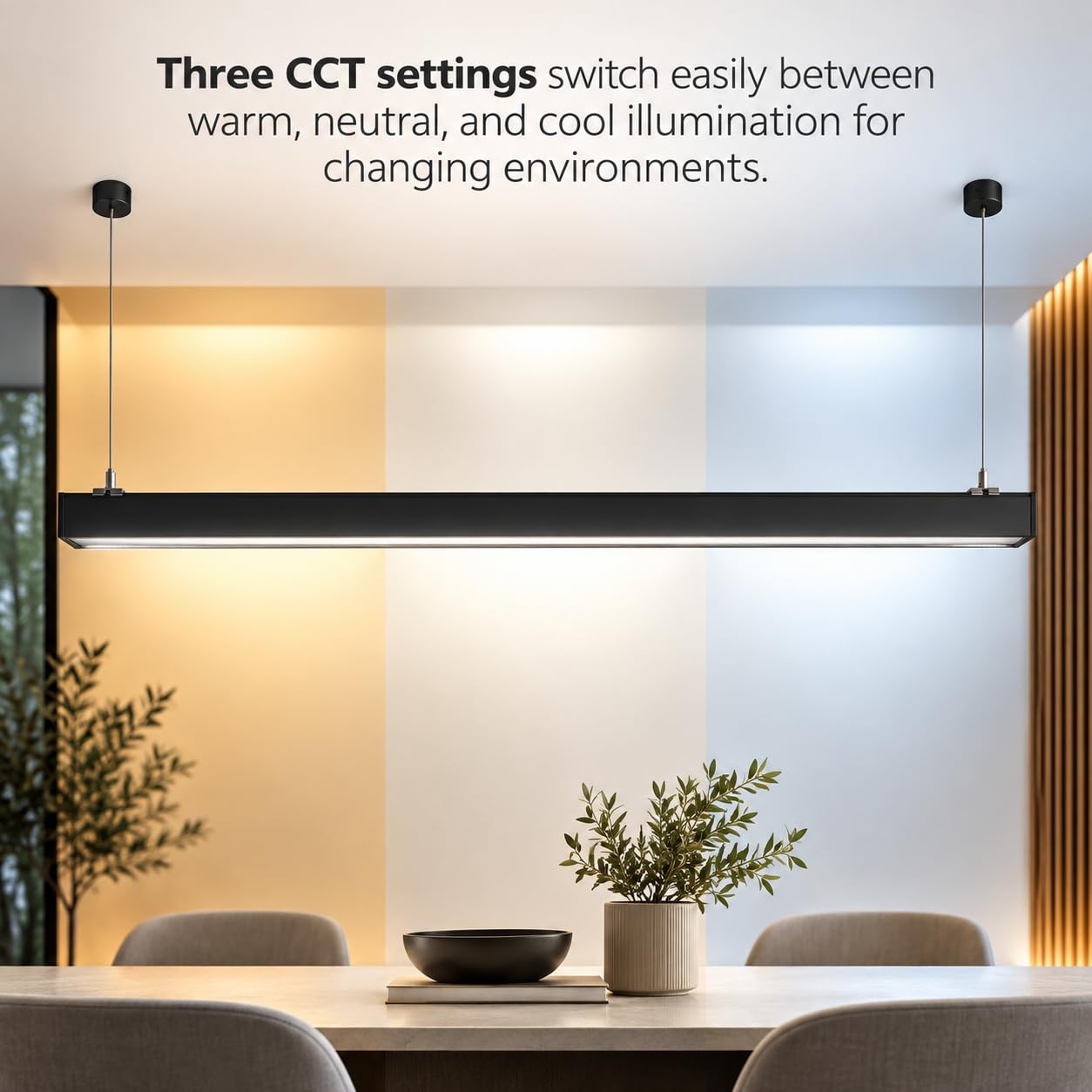 BARCELONA LED Lampada Lineare CCT 60W 180cm Nera Sospensione Soffitto