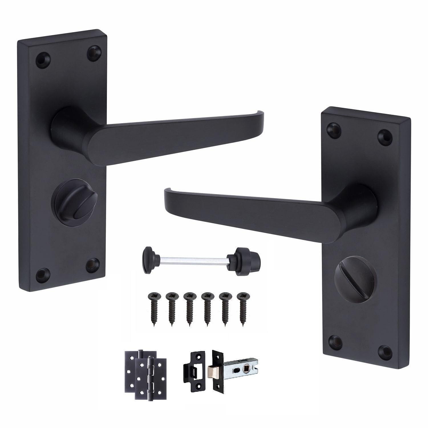 Golden Grace Victorian Straight Handles And Latch Set Matt Black