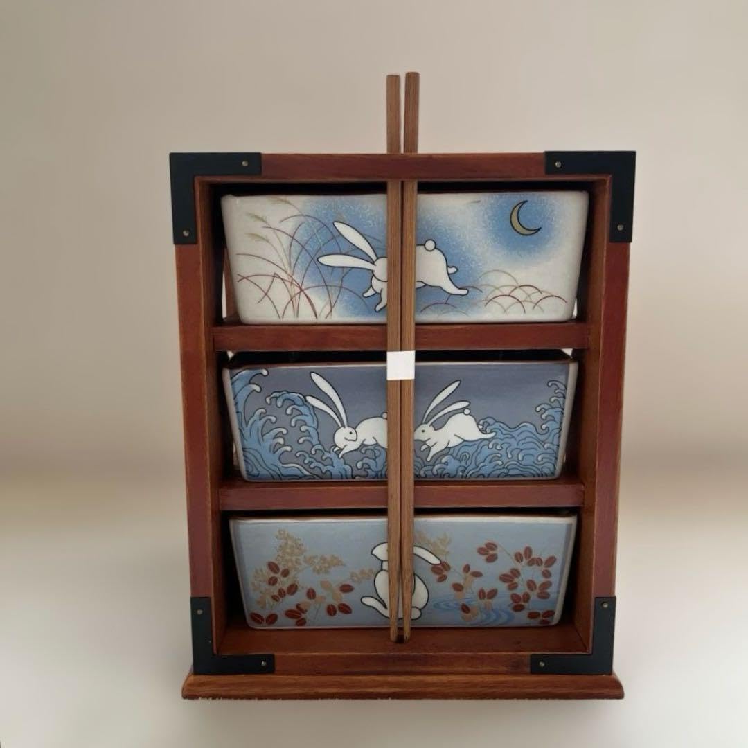 遊山箱 重箱 野弁当 花見弁当 うさぎ 瓢箪窓 月見弁当 陶器 木製 行楽 遊山箱 重箱 野弁当 花見弁当 うさぎ 瓢箪窓 月見弁当 陶器 木製 行楽