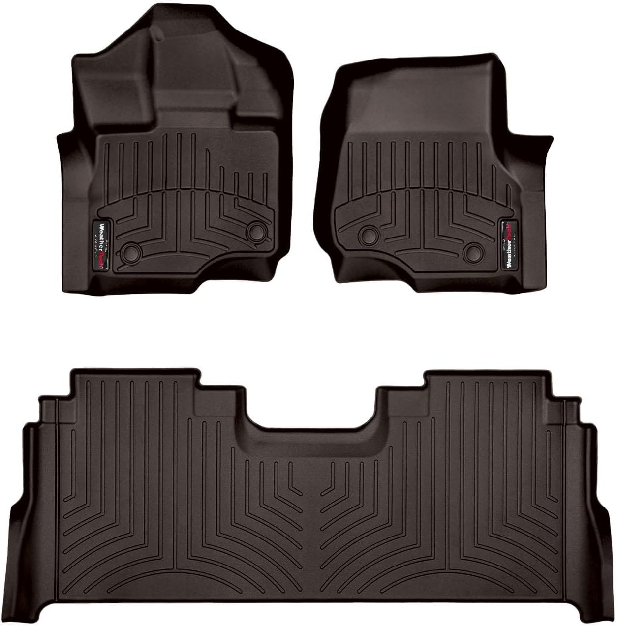 WeatherTech Custom Fit FloorLiners for Ford F-150 Lightning, F-150, F-150 Raptor - 1st & 2nd Row (47697-1-6), Cocoa