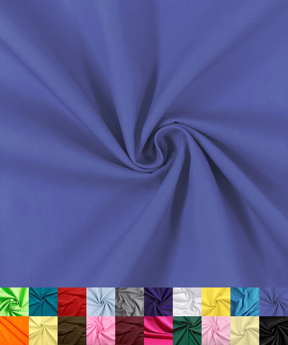 Barcelonetta | Poly Cotton Fabric for Sewing | Broadcloth Fabric | by The Yard | 60" Wide Roll | Lightweight, Breathable | Lining, Home Textile, Skirts, Tote Bags (Perry Blue, 5 Yard)