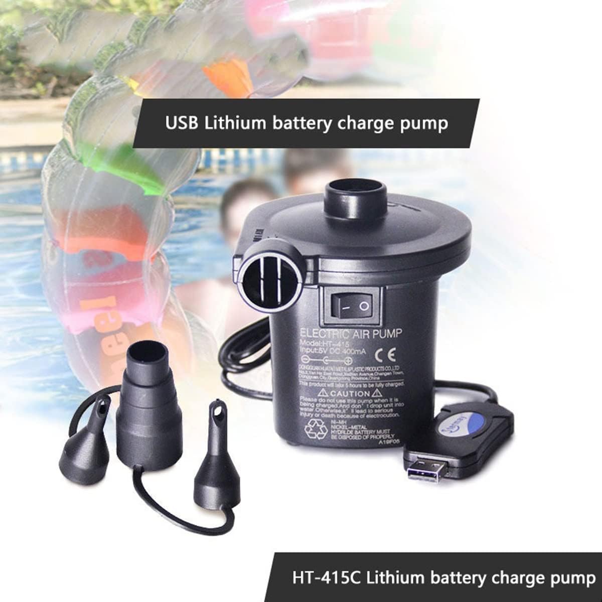 Power Pumps Air Pump Portable Lithium Battery Charging Pump Suitable for Rubber Boat Kayak Inflatable Bed Swimming Ring Pump Accessories
