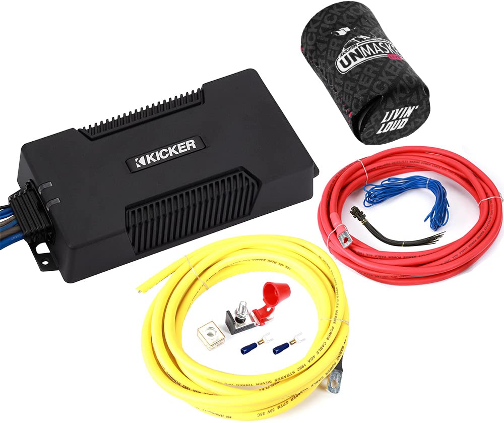 KICKER Amp and Wiring Kit Package of 2 Items 600W Mono PXA Series Marine Amplifier with 4AWG Power Wiring Kit - Boat Kit - 48PXA600.1 Amplifier & 47KMPK4 Wiring Kit