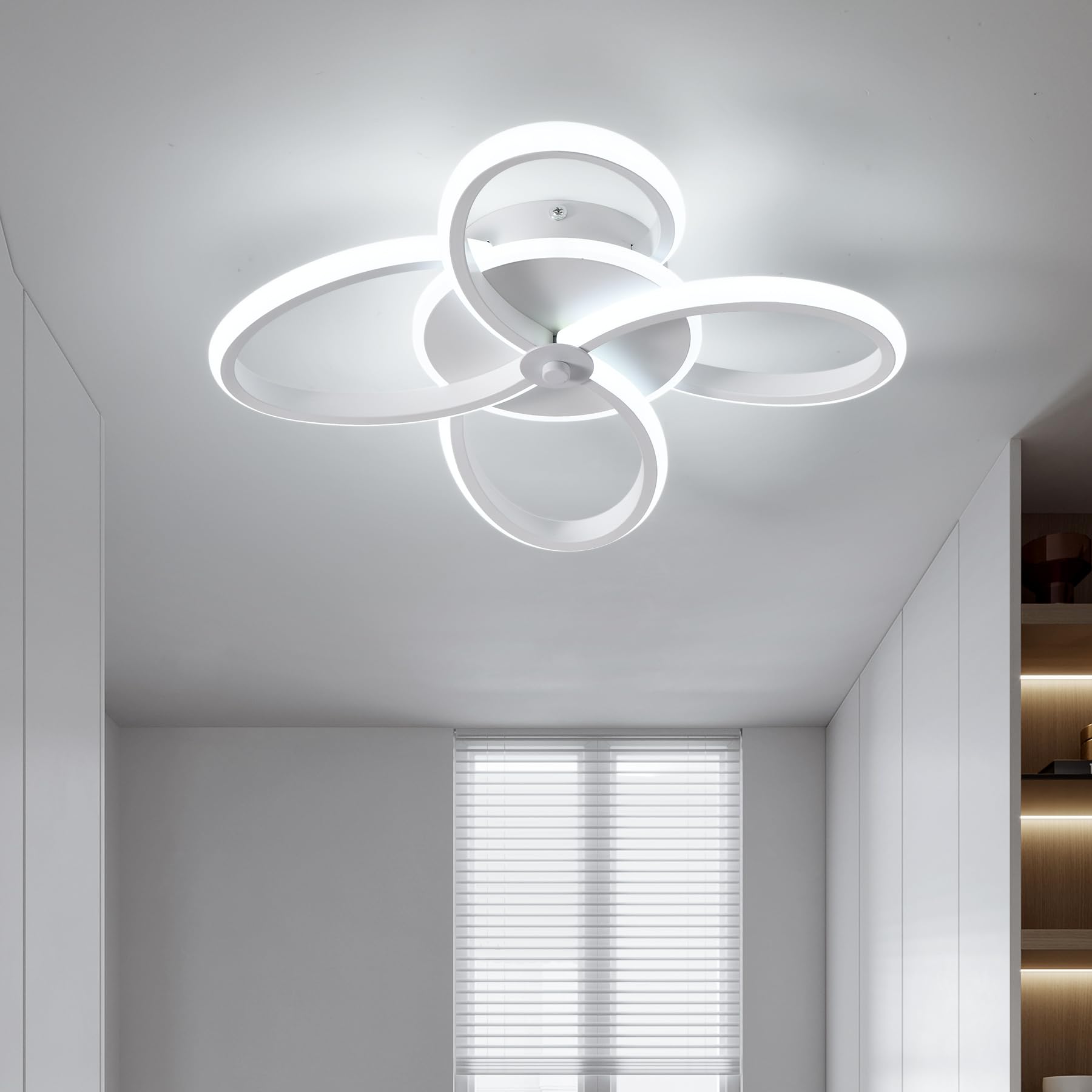 KUKAK Plafoniera LED,Lampada da Soffitto Moderna 32W 3400lm, Plafoniere Design Fiore,Lampadario acrilico bianca per Soggiorno Cucina Bagno Camera da Letto Corridoio,Luce Bianco Freddo 6000K