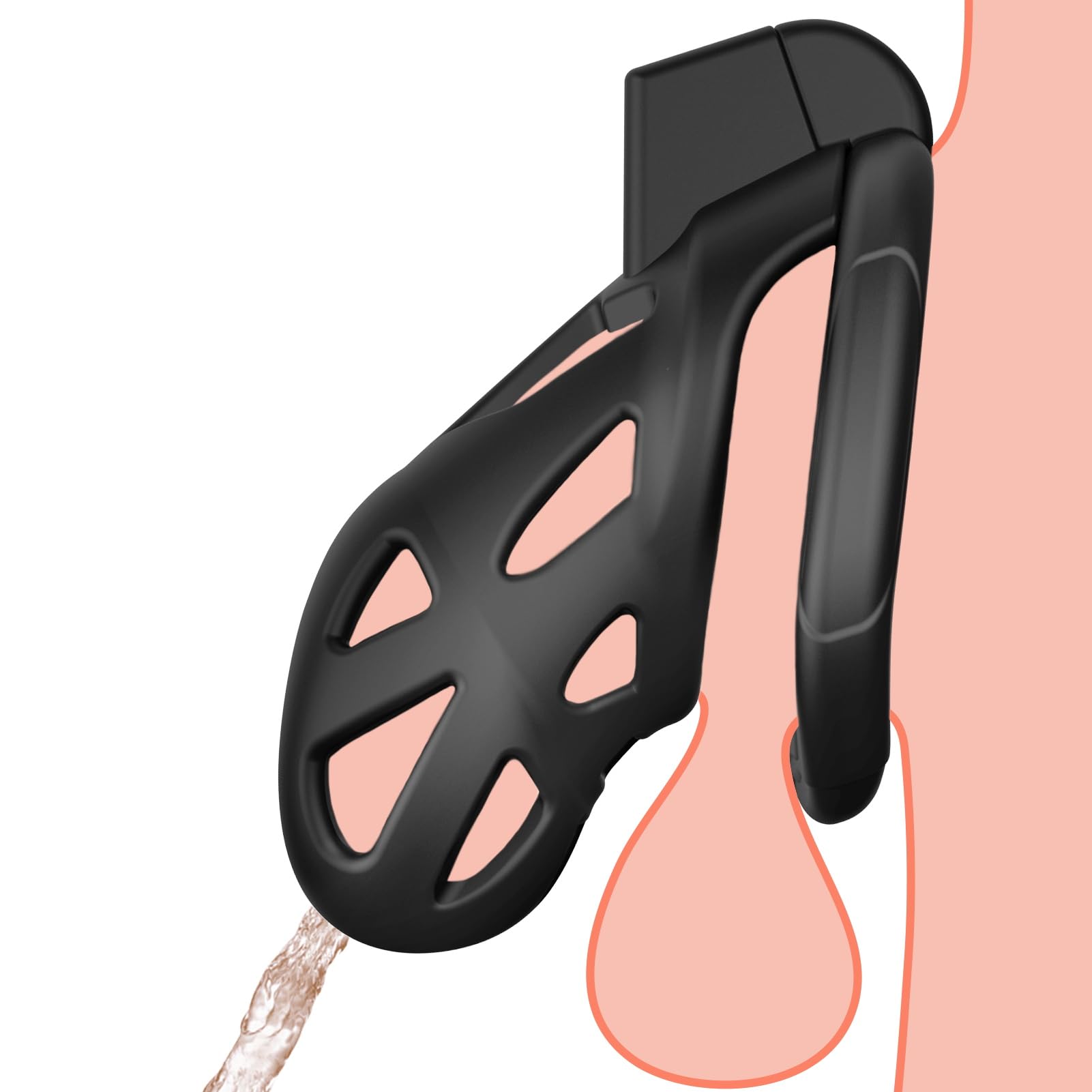 Cage de castidad masculina para bondage, jaula de pene con cierre, cinturón de castidad para ejercicio del pene con 3 anillos de diferentes tamaños y candado invisible (negro)