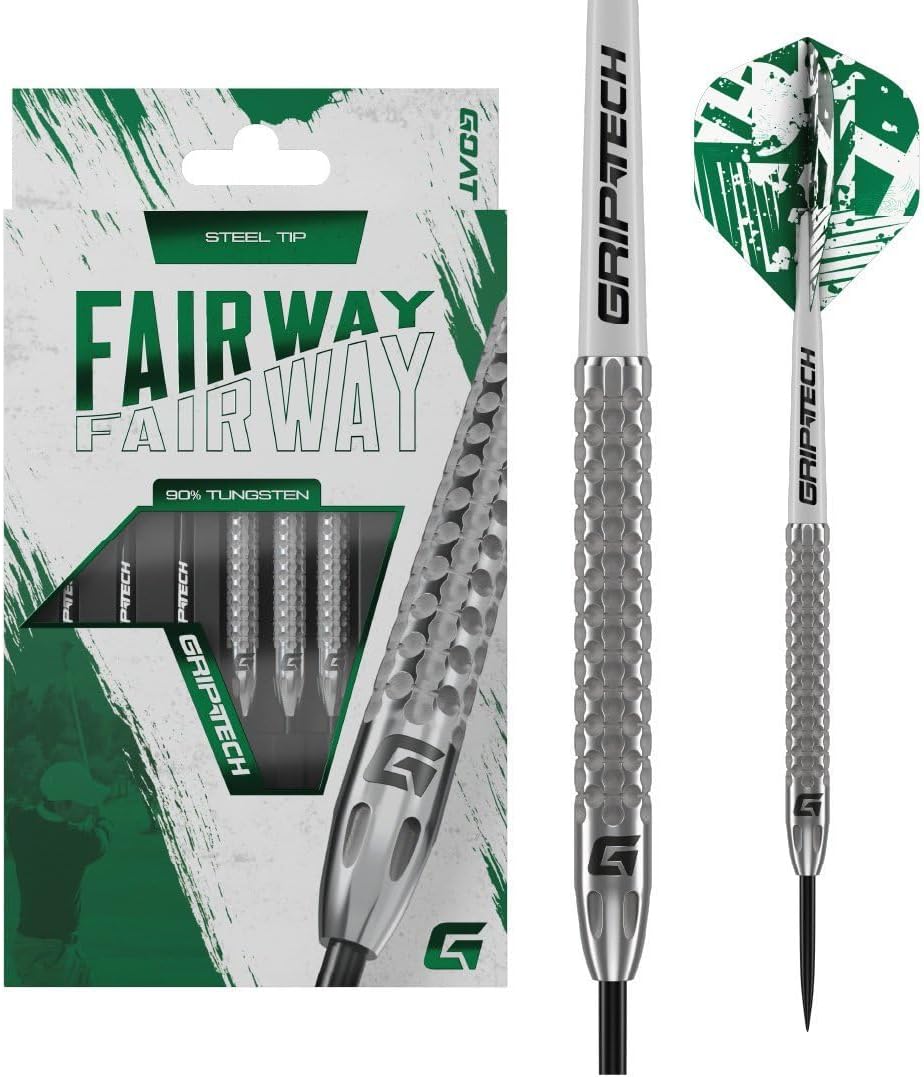 GOAT - Fairway V2 90% Steel Darts 24 G, Includes 3 Barrels, 3 Flights & 3 Shafts