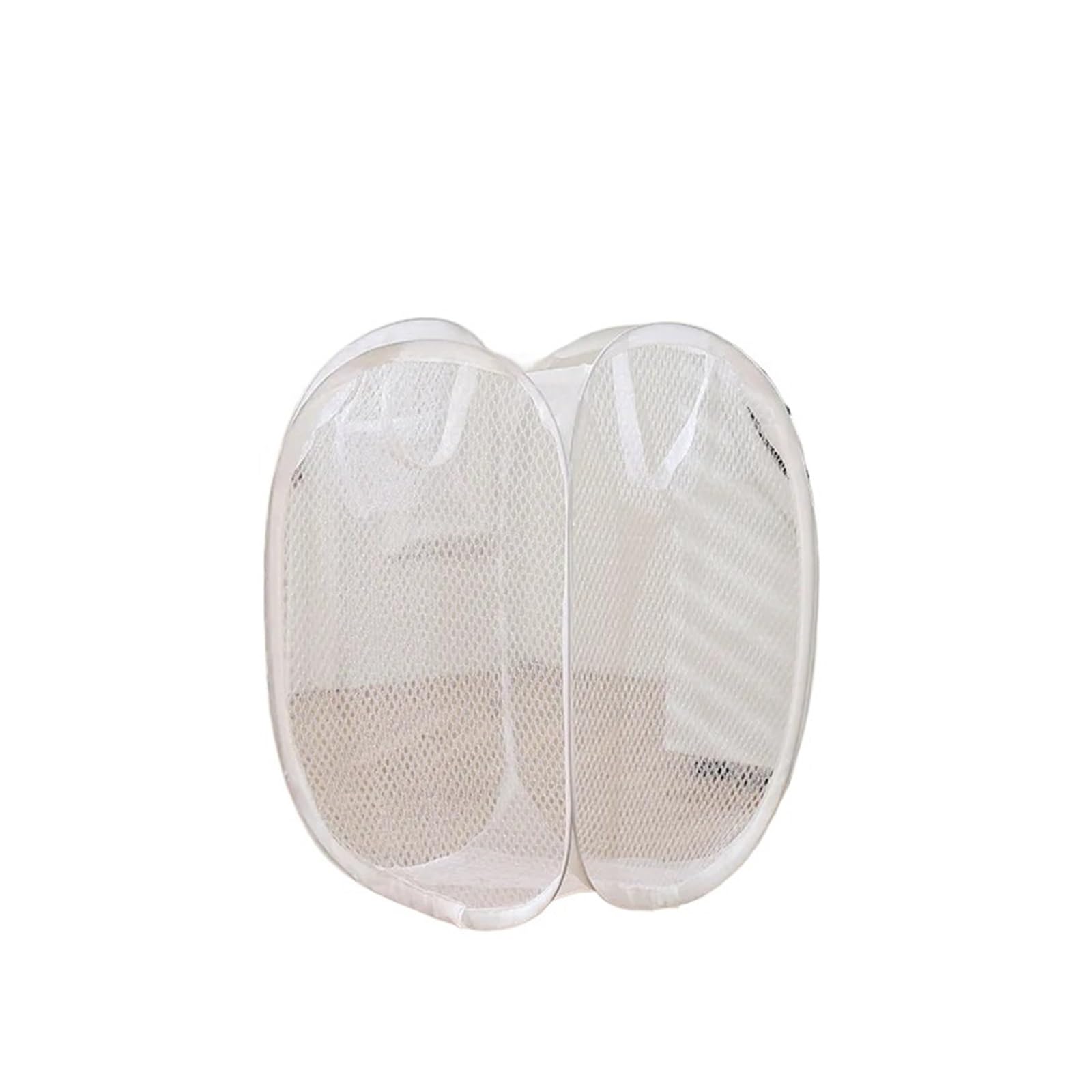 Pop-up Mesh Laundry Basket, Collapsible Portable Hamper for Clothes & Sundries(White)