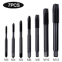 Vista 2 de Wolfride Juego de roscas de punta en espiral métricas y estándar, herramienta de roscado M3 M4 M5 M6 M8 M10 M12 (7 piezas)
