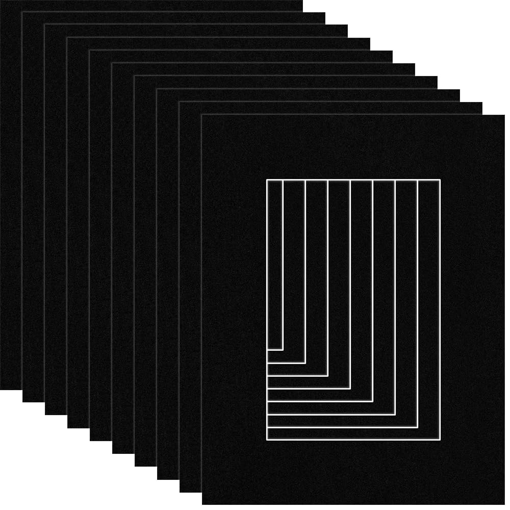 Procut Global 9x7" Black Picture Mounts Board to Fit 6x4" Aperture Size - Photo Mount Card Ideal for Prints, Artwork, Crafts & Certificates - Sizes & Colors Available - Pack of 10 — image 1