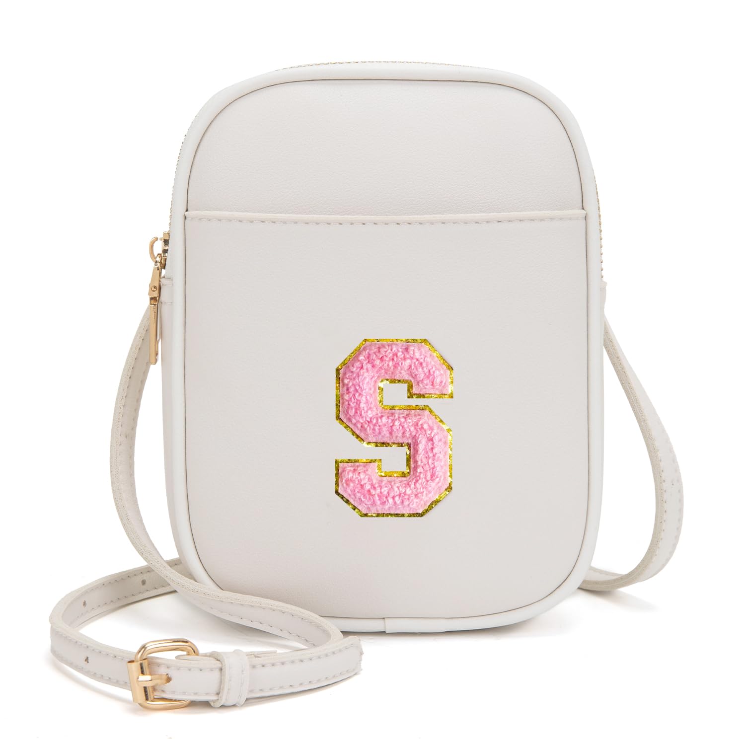 Viverte Toddler Purse Initial Crossbody Bags for Girls 3 Pockets PU Leather Cross Body Bag Crossbody Purse Handbag Personalized Gifts for Teen Girls