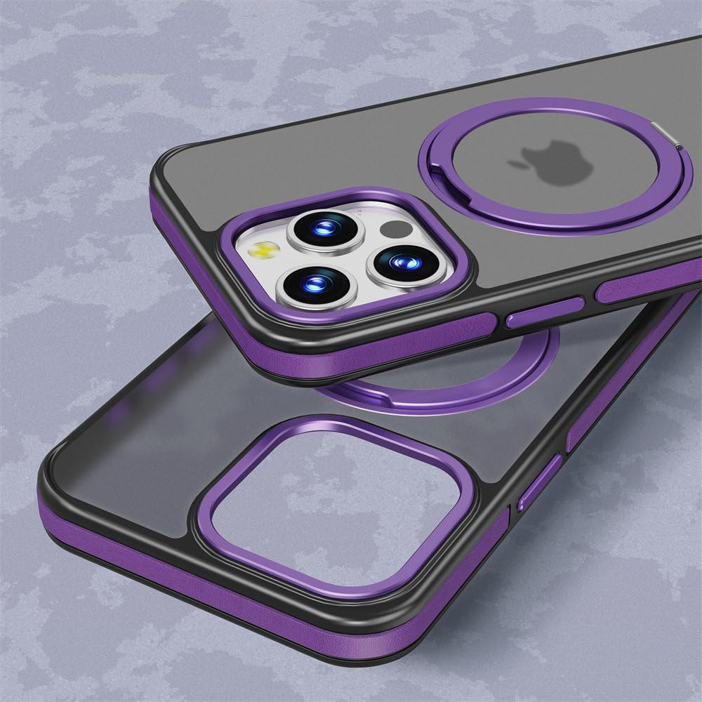 Coque pour iPhone 14 ProMax Support Mat de Luxe Support Invisible magnétique Armure Housse Antichoc, Violet, pour iPhone 14 ProMax