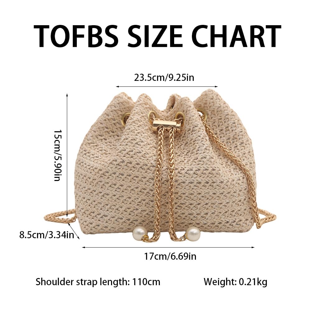 TOFBS Strandtasche Damen Häkeltasche den Sommer Stroh Clutch mit Kette Crossbody Tasche Vintage Boho Stil Umhängetasche für Strand Urlaub Reisen