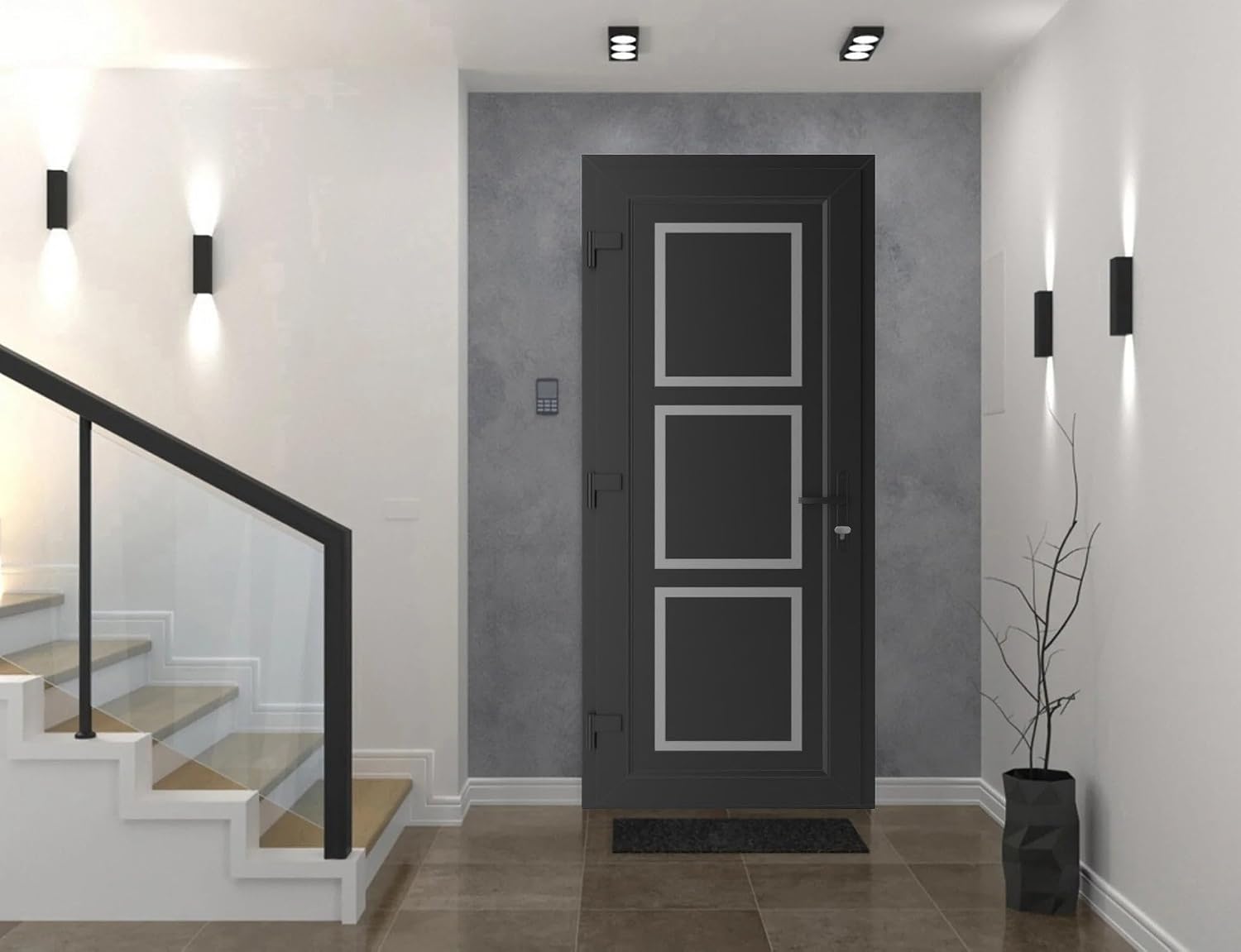 VDOMDOORS Front Exterior Prehung Metal-Plastic Door Frosted Glass | Manux 8661 Matte Black | Residential Doors Entrance Patio Garage W36 x H80 Right-Inswing
