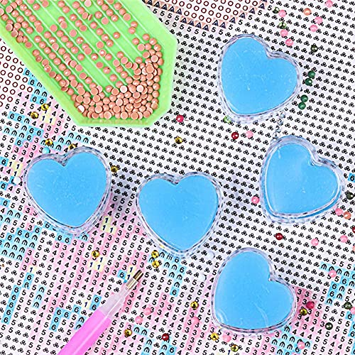Image of 12 Packs Diamond-Paint-Art Wax Storage Box Diamond-Paint-Art Wax Storage Container Case Painting Glue Clay Organizer with 36 Pieces Heart Shaped Glue Clay(Red, Blue)