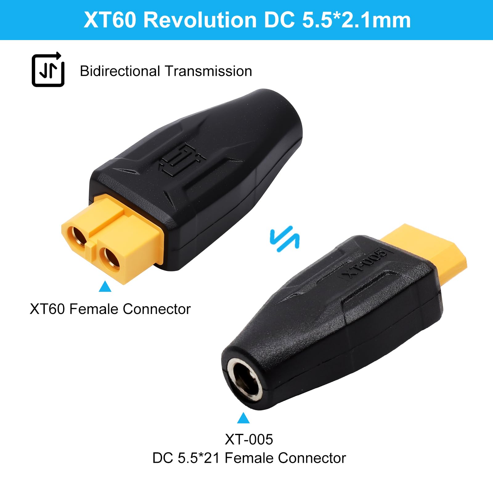 TNSLAND 2 sztuki XT60 wtyczka 5,5 mm x 2,1 mm bezprzewodowa, adapter do monitora FPV, zasilania, TS100, baterii Lipo, samochodu RC
