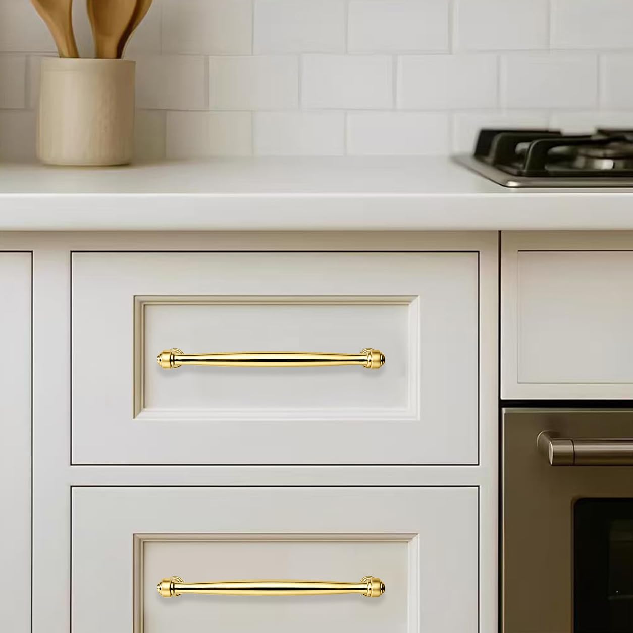 KHTUMEWARE-SB212 Unlacquered Brass Cabinet Pulls CTC 3 in (76 mm) in Unlacquered Brass — KHTUMEWARE