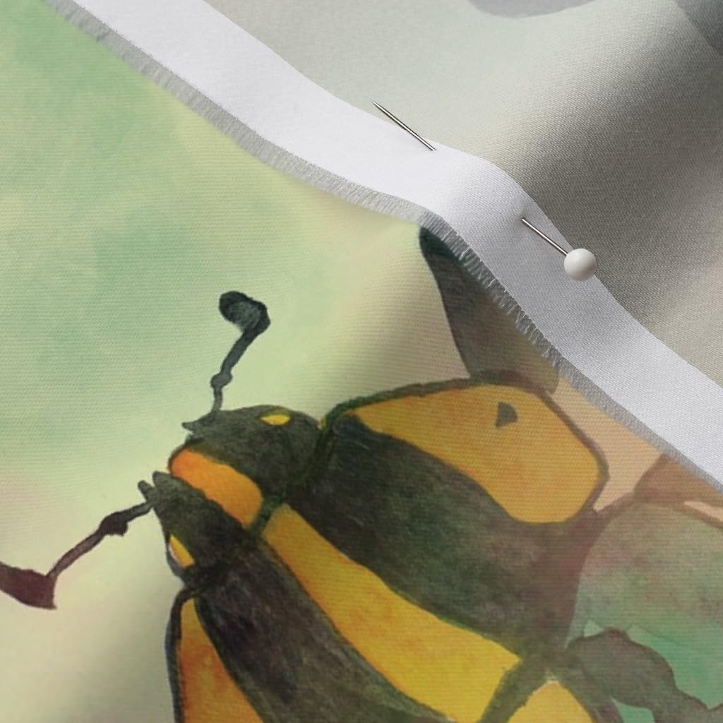 Spoonflower Fabric - Walk Egyptian Beetle Whimsical Watercolor Insects Bug Nature Insect Printed on Organic Cotton Sateen Fabric by The Yard - Sewing Quilting Apparel Home Decor