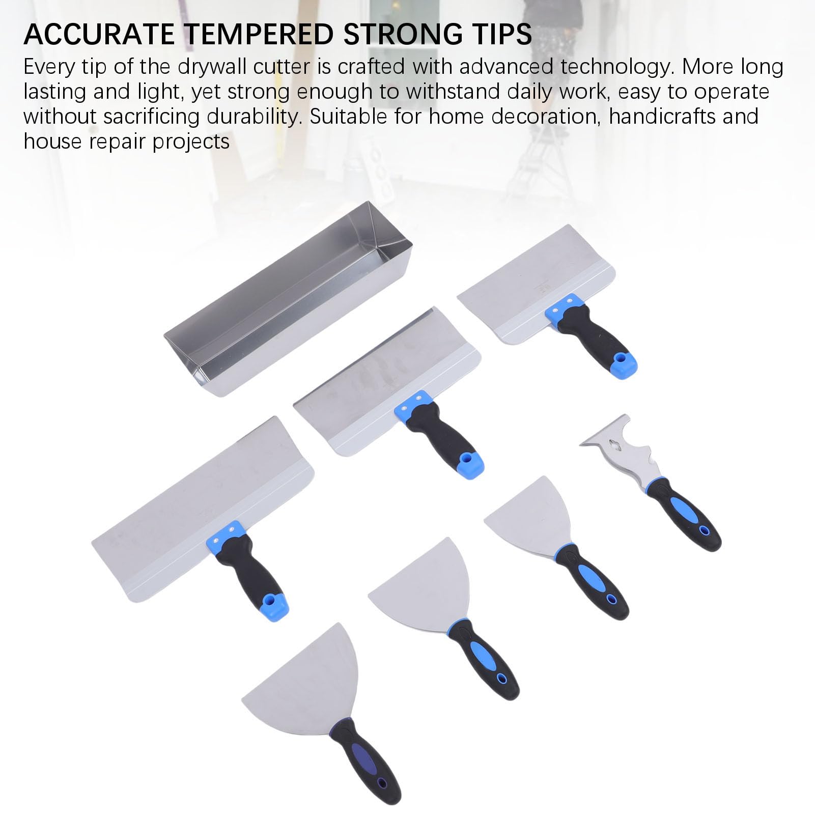 Fafeicy Edelstahl -Trockenbautenschneider -Set Ergonomischer Grip Putty Taping Cutters mit Hammerendwandwerkwerkzeugen
