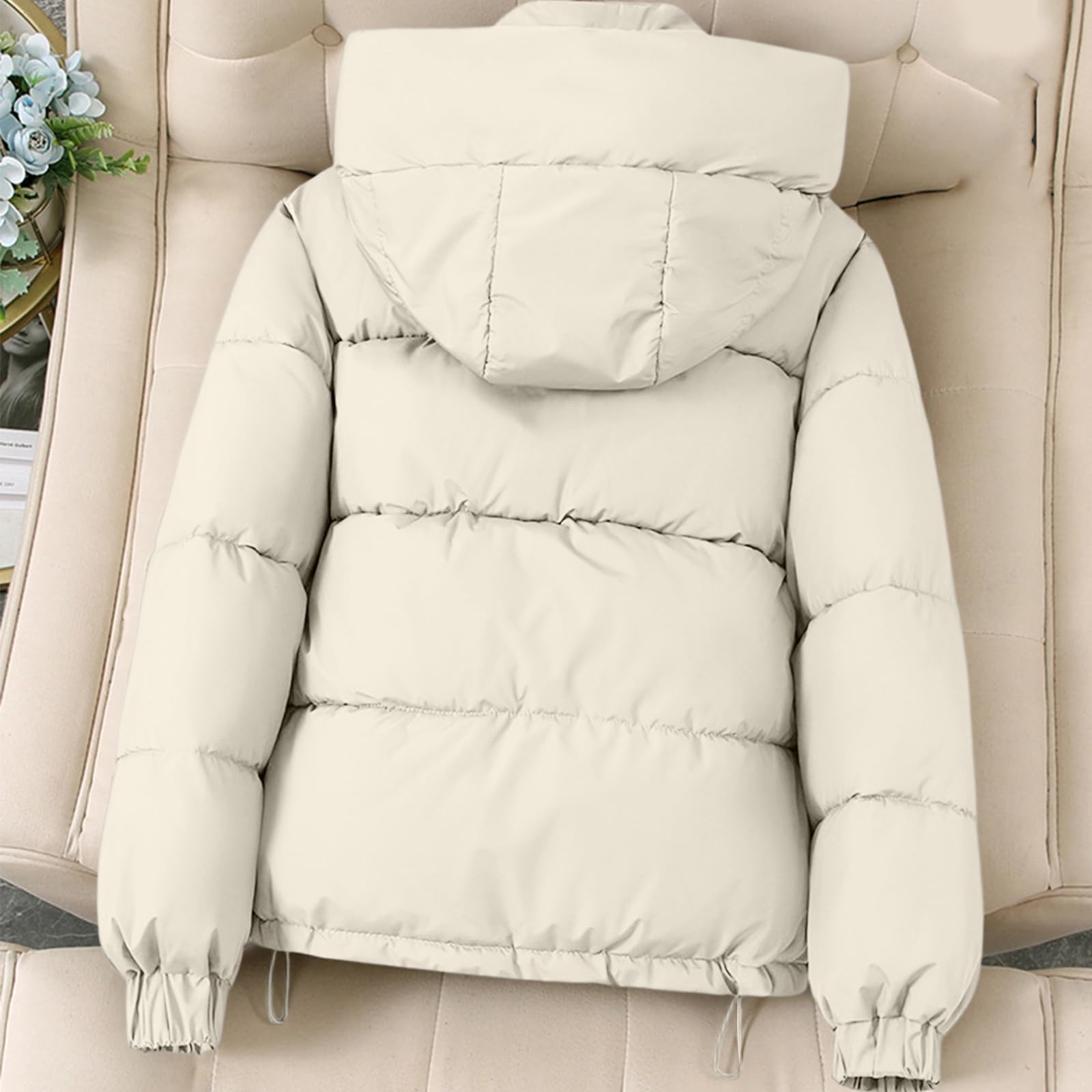 Generisch Daunenjacke Damen Winter Steppjacke Elegant Winterjacke Warm Puffer Jacke Dicke Thermo Daunenmantel Mit Taschen Steppmantel Mit Reissverschluss Wintermantel Mit Knöpfen Damenjacken Langarm