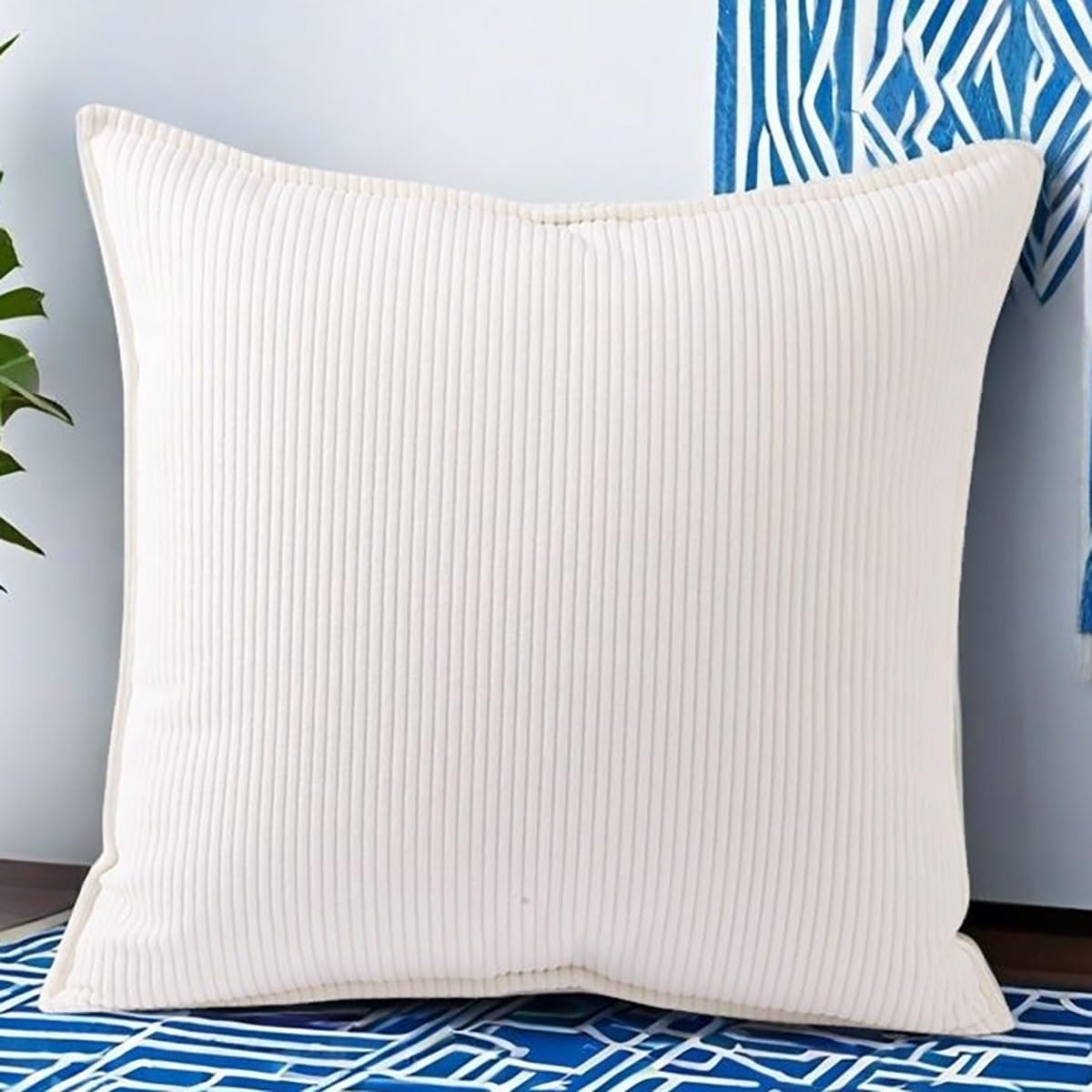 SWJ-swjssb Extra Large Pillow Cases With Zipper, Decorative Cushion Covers, Square Rectangle King Size Pillow Covers Corduroy Pillowcase For Couch Sofa Bed Room Pillows Case(White,50x70 cm) — image 1