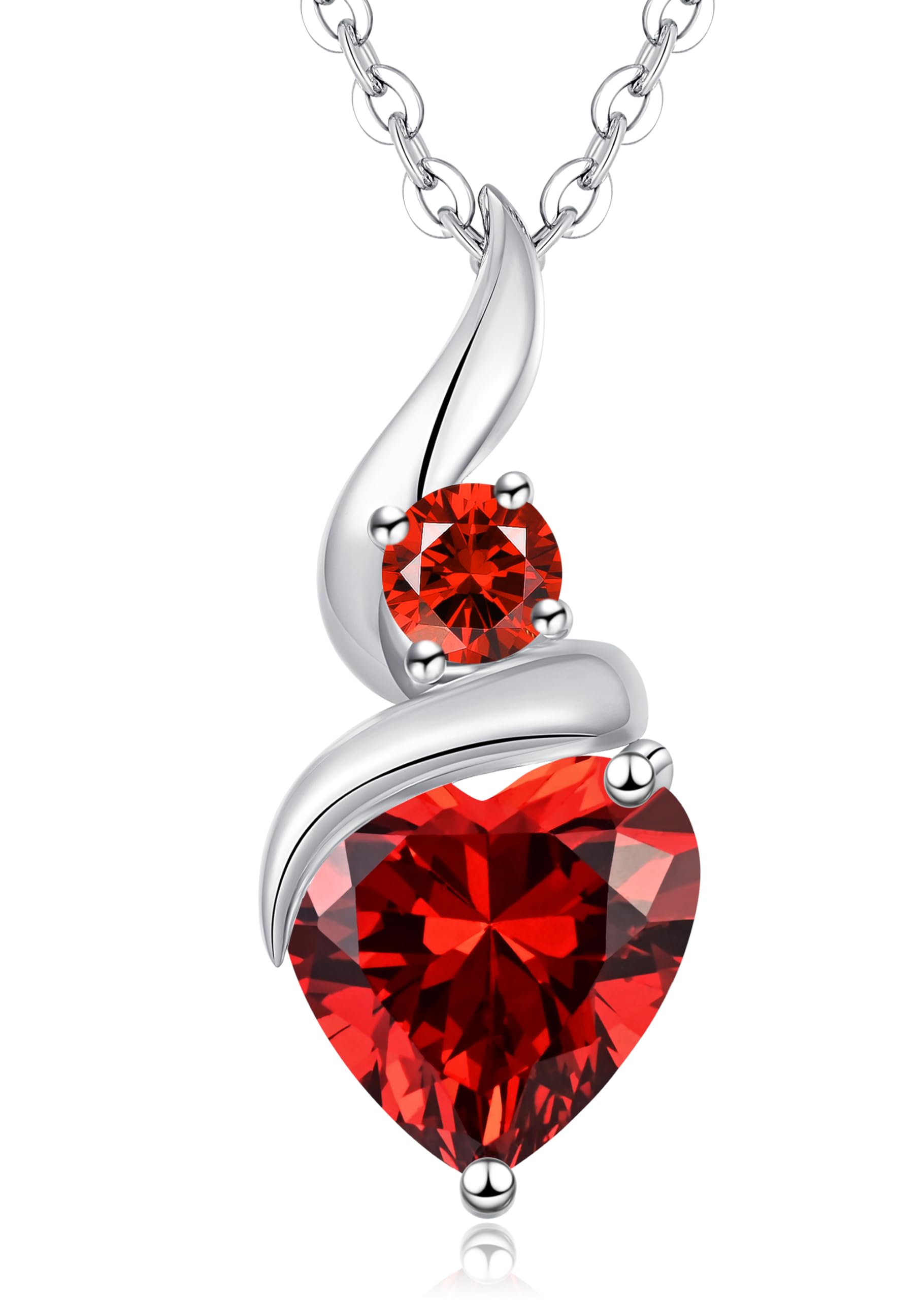 LOUISA SECRET Regalo di San Valentino per lei Pendente Infinity Heart da donna in argento sterling 925 con pietra portafortuna Collana Flame of the Heart da donna, Natale o compleanno per donne