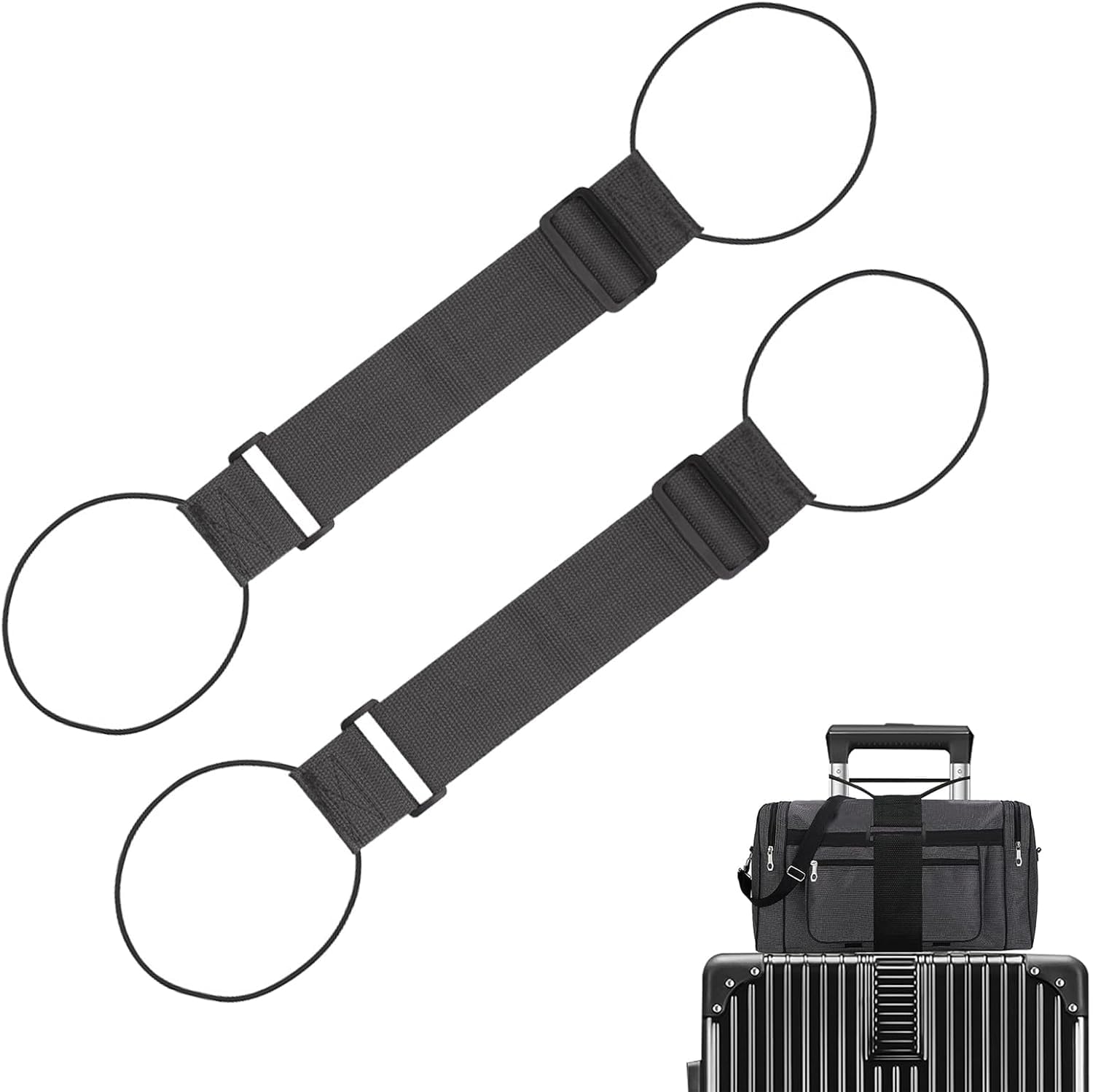 2Pcs Luggage Straps for Suitcases, Travel Accessories, Adjustable Luggage Connector Straps for Securing Extra Bags
